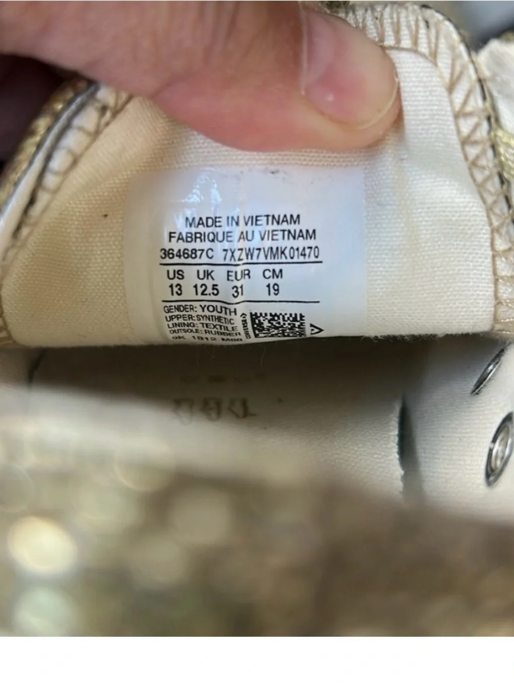 Converse Kids Gold Glitter Low-Top Sneakers